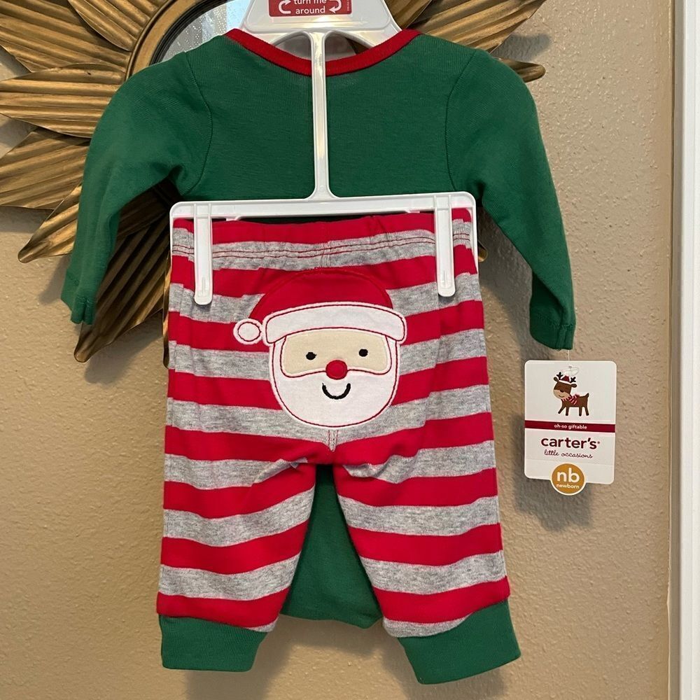 Carter’s Vintage Side Santa’s Helper NB Embroidered Two Piece Outfit